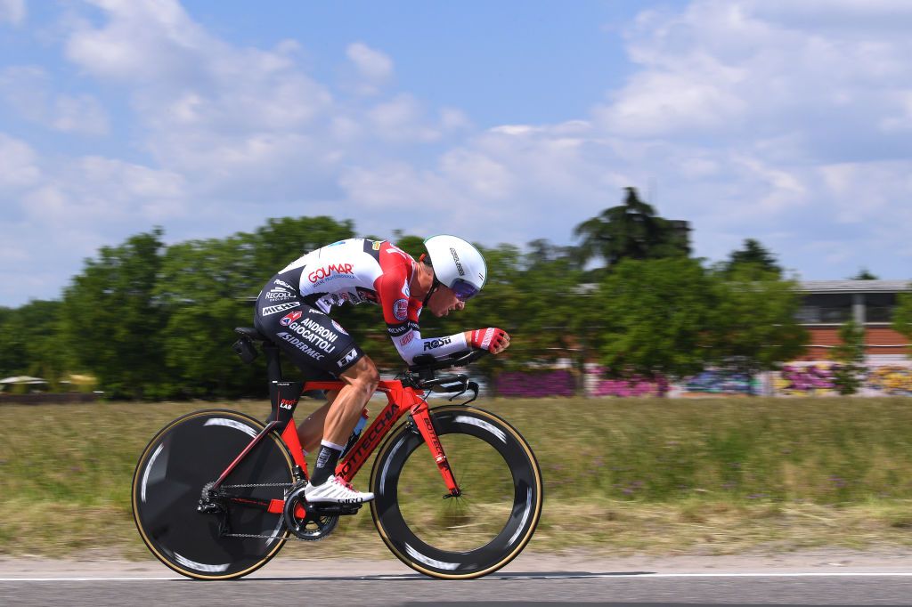 MILAN ITALY MAY 30 Simon Pellaud of Switzerland and Team Androni Giocattoli Sidermecduring the 104th Giro dItalia 2021 Stage 21 a 303km Individual Time Trial stage from Senago to Milano ITT UCIworldtour girodiitalia Giro on May 30 2021 in Milan Italy Photo by Tim de WaeleGetty Images