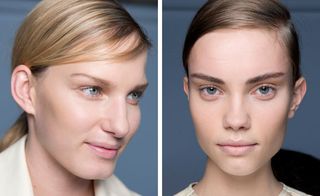Diane Kendal's work at Reed Krakoff adopted the nude palette with bright touches on lips and cheekbones.