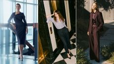 Three models wearing outfits by The Fold, With Nothing Underneath and Reiss 