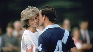 cirencester, united kingdom june 30 prince charles,the prince of wales kissing princess diana at prizegiving after a polo match at cirencester photo by tim graham photo library via getty images