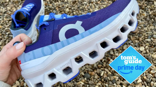 the On Cloudmonster blue colorway