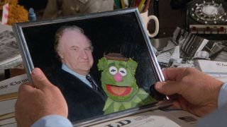 Kermit and Fozzie's "Dad" in the great muppet caper