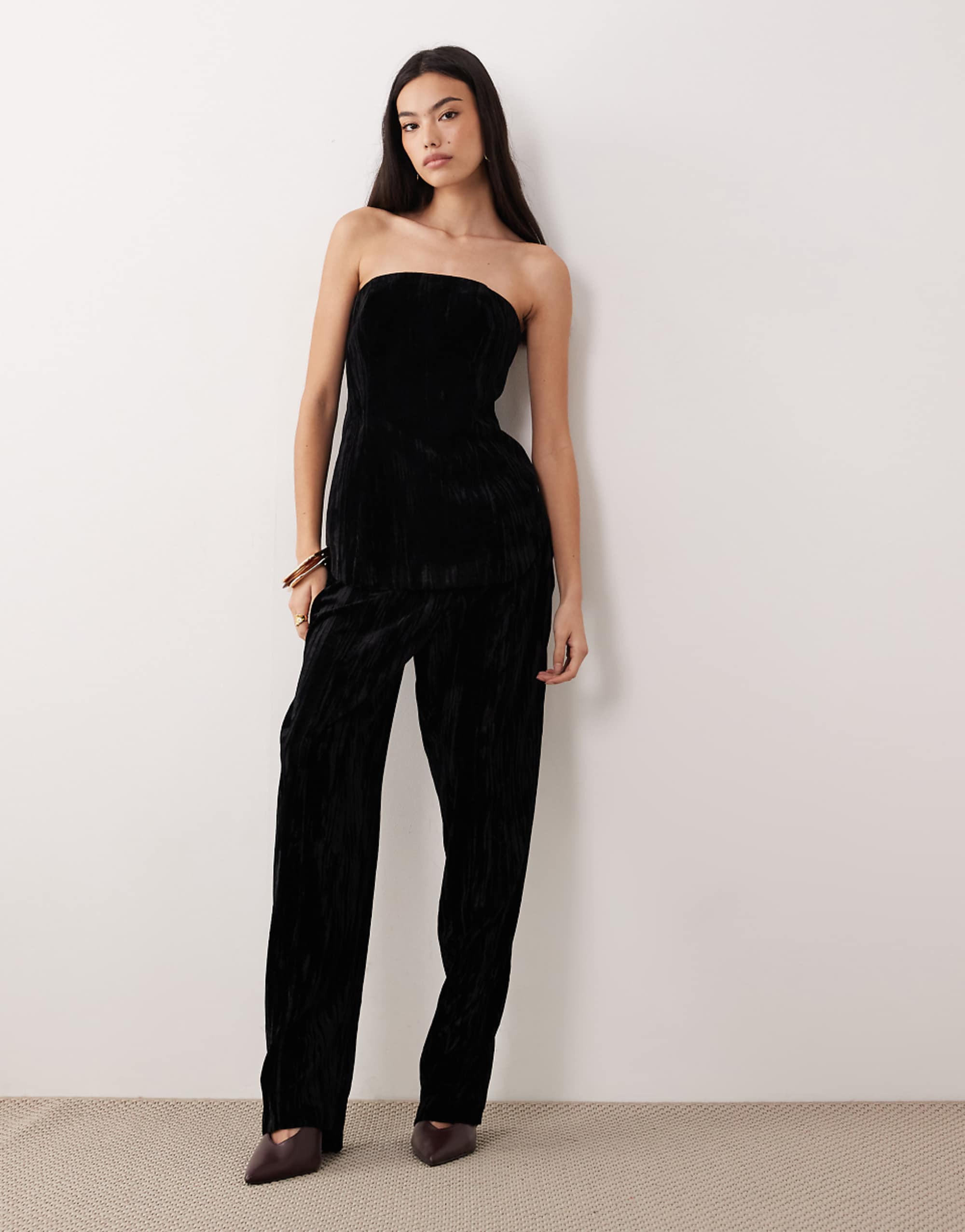 Asos Design Tailored Velvet Tapered Pants in Black - Part of a Set