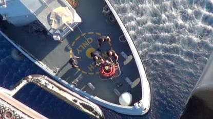 A boat involved in the search and rescue operation off Greece