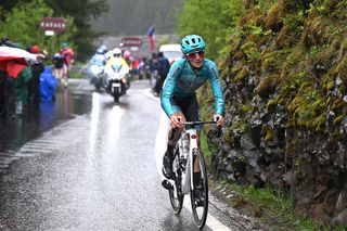 SANTA CRISTINA VALGARDENA MONTE PANA ITALY MAY 21 Giulio Pellizzari of Italy and Team VF Group Bardiani CSF Faizane attacks in the breakaway during the 107th Giro dItalia 2024 Stage 16 a 1187km stage from Lasa Laas to Santa Cristina Valgardena Monte Pana 1625m Route and stage modified due to adverse weather conditions UCIWT on May 21 2024 in Santa Cristina Valgardena Monte Pana Italy Photo by Tim de WaeleGetty Images