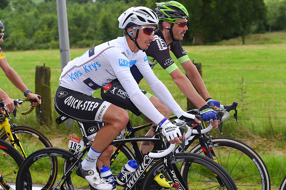 Julian Alaphilippe (Etixx-QuickStep) in the young rider's jersey at the Tour de France