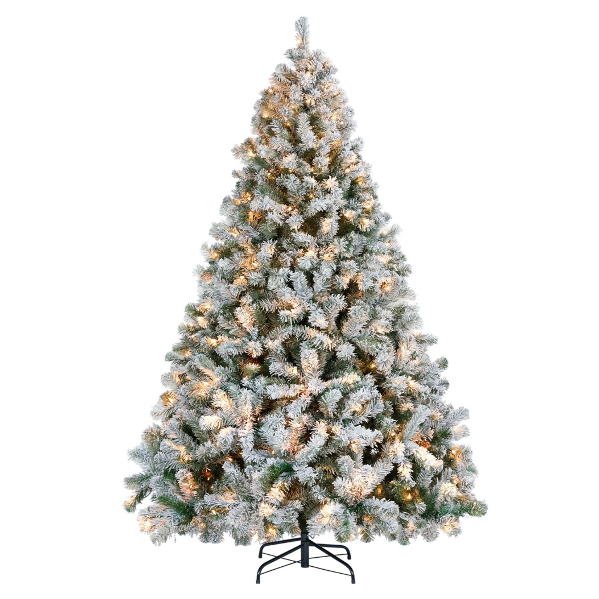 Frosted pre-lit Christmas tree