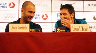 Pep Guardiola and Lionel Messi, pictured together in 2010 in Beijing, China