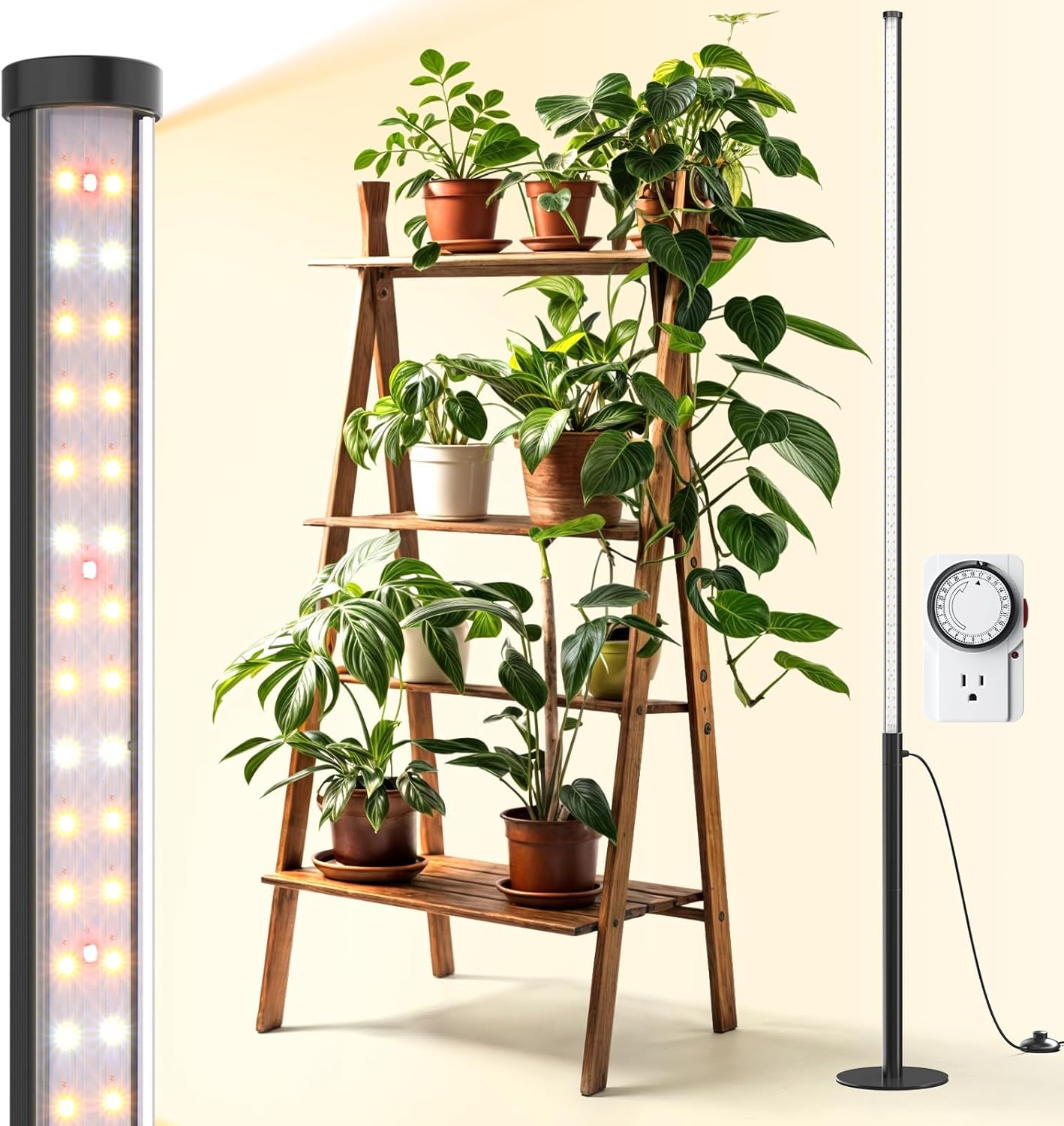 Barrina T10 Pro Standing Grow Light With Timer, 42w, 169 Leds, Full Spectrum Vertical Grow Light for Indoor, Wide Coverage, 4ft to 5.6ft Height With Foot Switch, Ideal for Flowering and Tall Plants