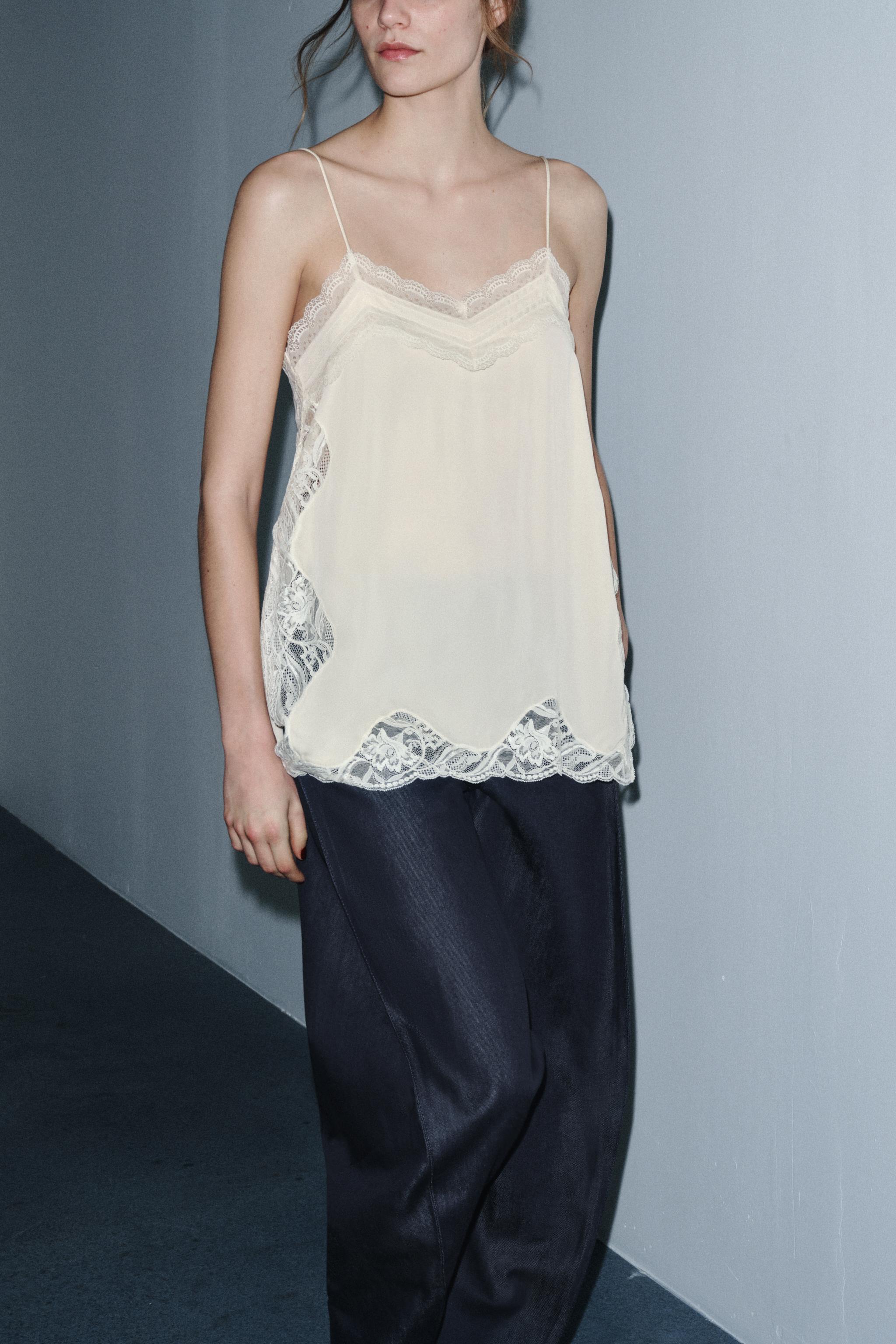 Zw Collection Lace-Trimmed Camisole Top