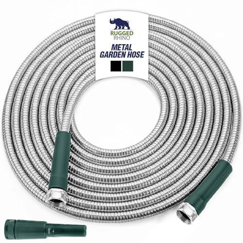 50ft Metal Garden Hose with Spray Nozzle