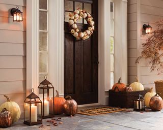 halloween front door with decorations from wayfair