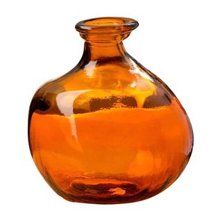 amber glass vase in rounded shape