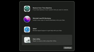 Screenshot of the MacBook Disk Utility option