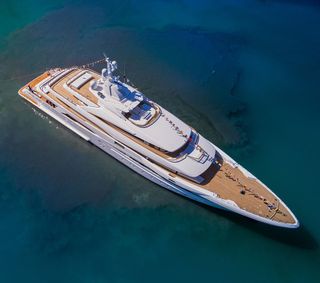 An aerial shot of the CRN M/Y 135 Megayacht