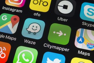 A number of transport and map apps on an iPhone 