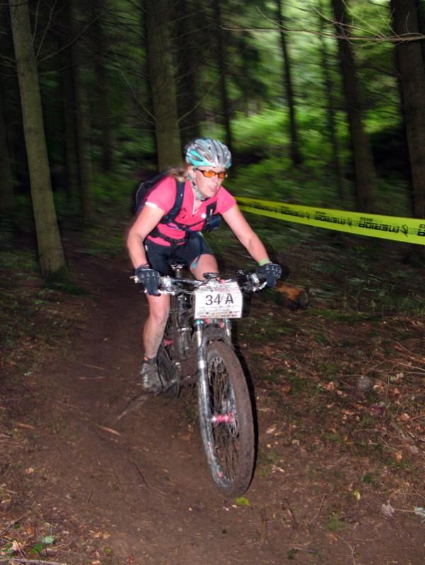 A rider rolls through a time trial section of the TransWales