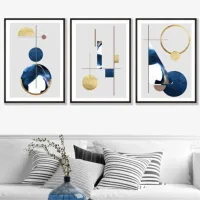 10. Abstract Set of Three Textured Geometric Wall Art Prints: View at Artze