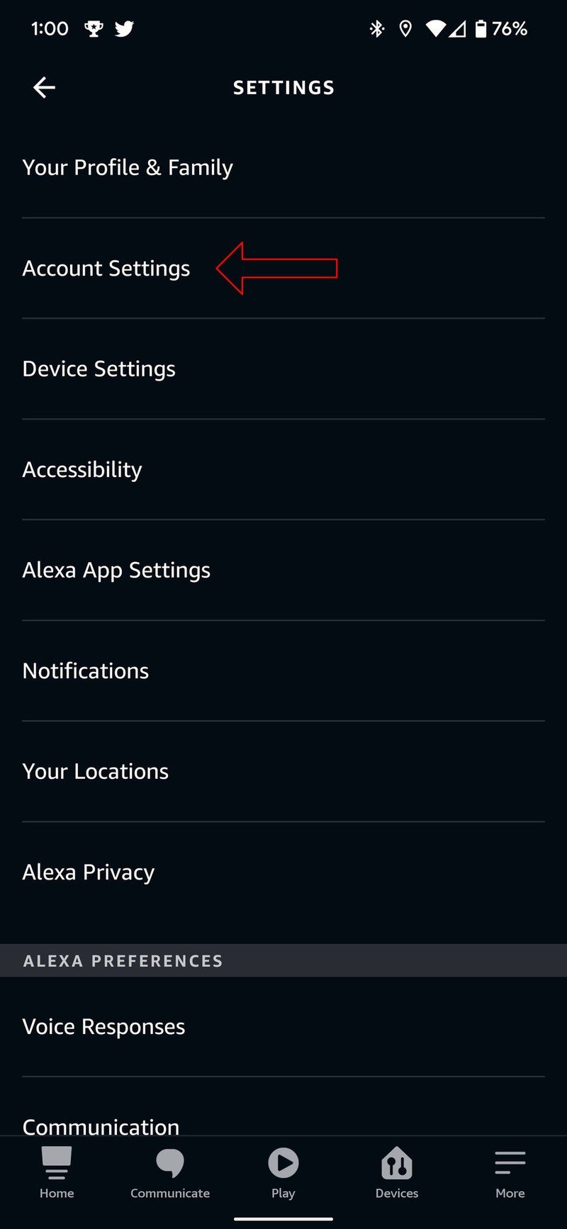 Alexa Uygulaması Ekran Görüntüsü Hesap Ayarları