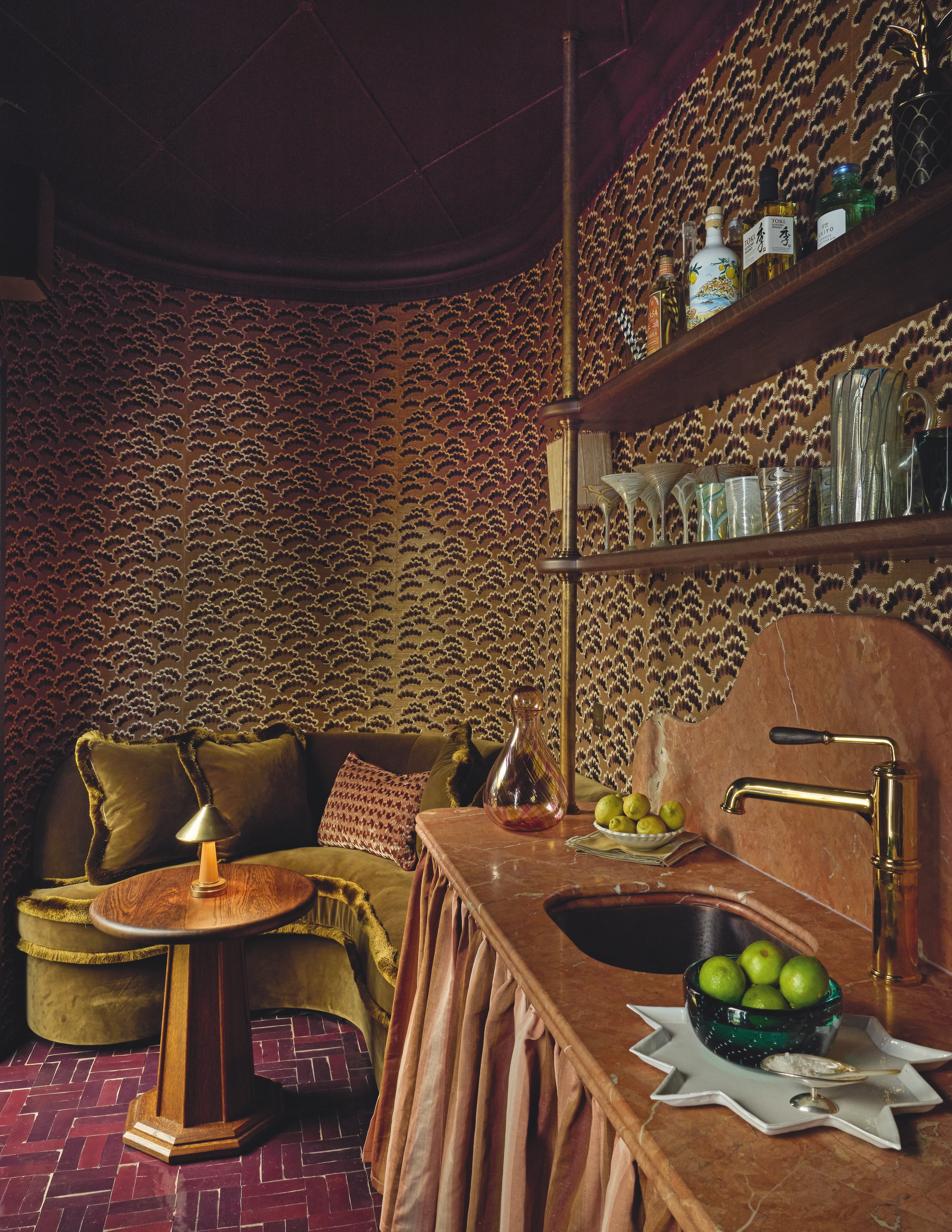 A speakeasy style spare room with a functioning bar