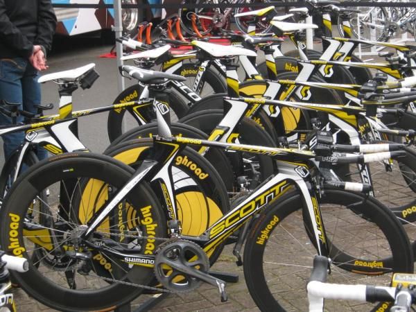 The HTC-Columbia time trial bikes
