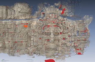 Maya sun god temple carving