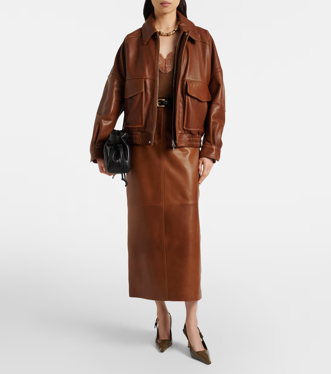 Nour Hammour, Ghalia leather pencil skirt