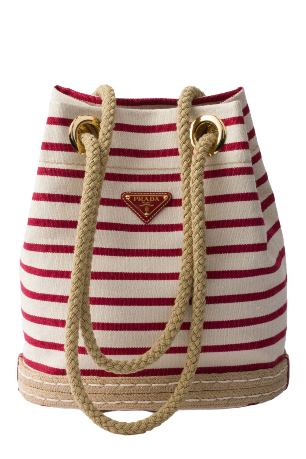 Prada Mariner small striped fabric bucket bag (1)