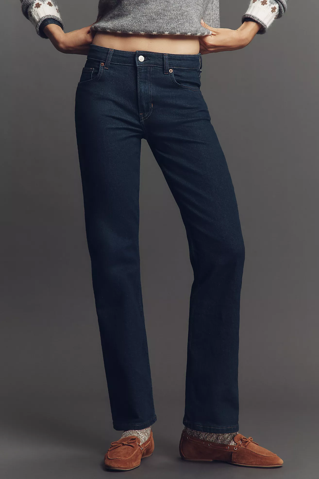 Reformation Elton Mid-Rise Straight-Leg Jeans