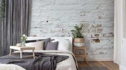 White washed brick wallpaper by Wallsauce