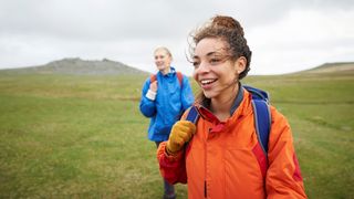 a photo of two women out for a walk