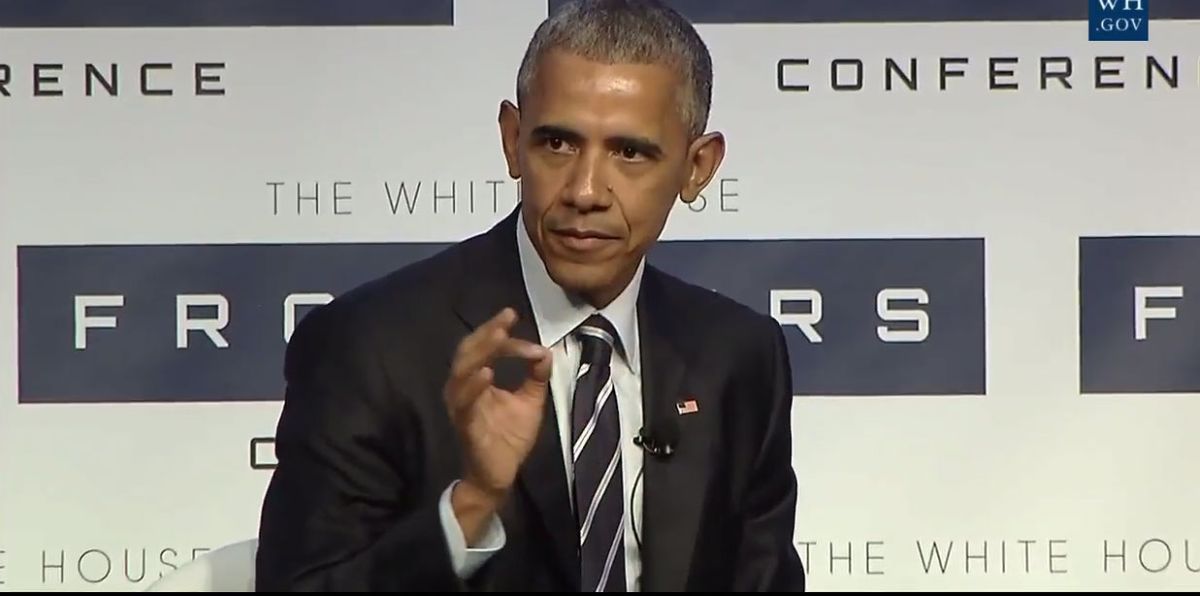 President Barack Obama spoke at the White House Frontiers Conference on Oct. 13