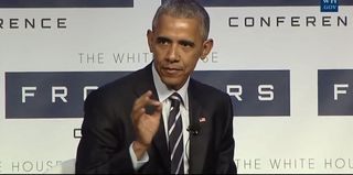 President Barack Obama spoke at the White House Frontiers Conference on Oct. 13