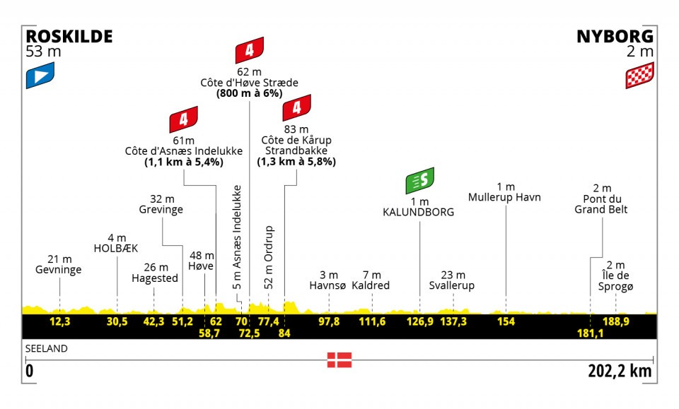 Profile for stage 2 of 2022 Tour de France