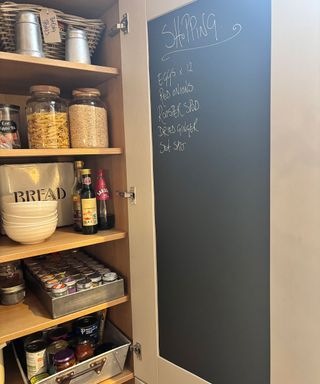 full height larder unit with chalkboard door