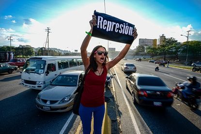 A protester in Venezuela.