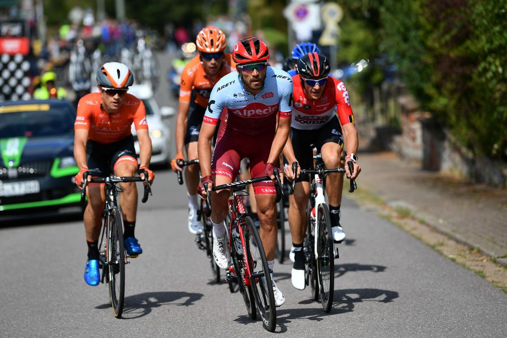 Rick Zabel (Katusha-Alpecin) leads the breakaway