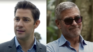 John Krasinski in Jack Ryan Series/George Clooney in Ticket to Paradise (side by side)