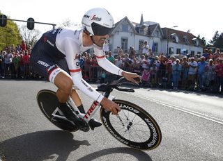 Fabian Cancellara sails into a corner during Friday's opening time trial at the 2016 Giro d'Italia.
