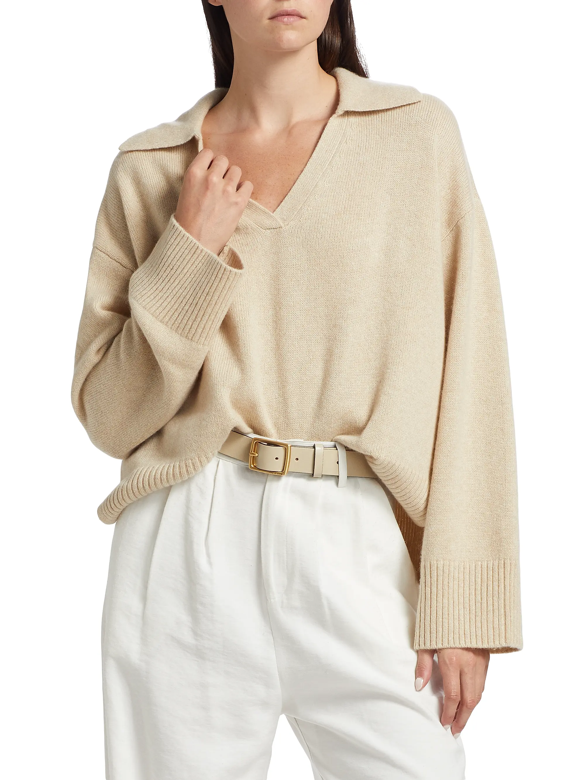 Sawyer Oversized Cashmere &amp;amp; Wool Polo Sweater