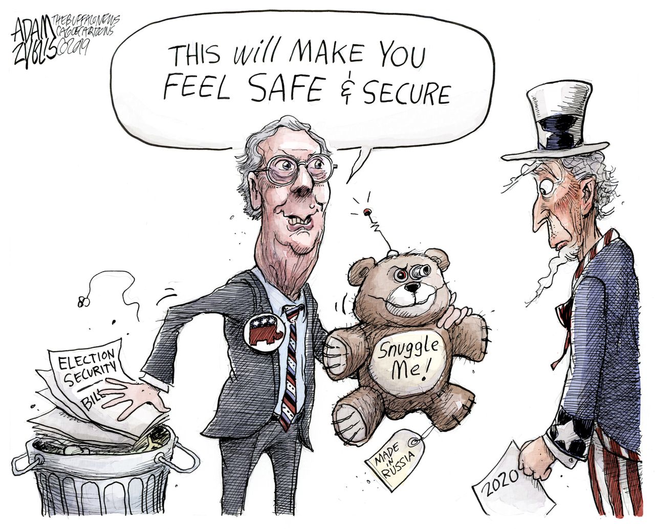 Political Cartoon Election Security Nanny Cam McConnell