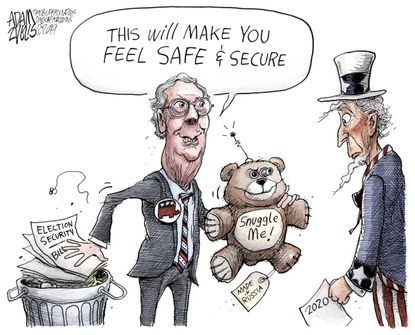 Political Cartoon Election Security Nanny Cam McConnell