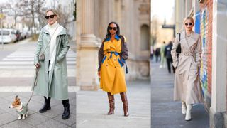 how to style knee-high boots with a trench coat street style