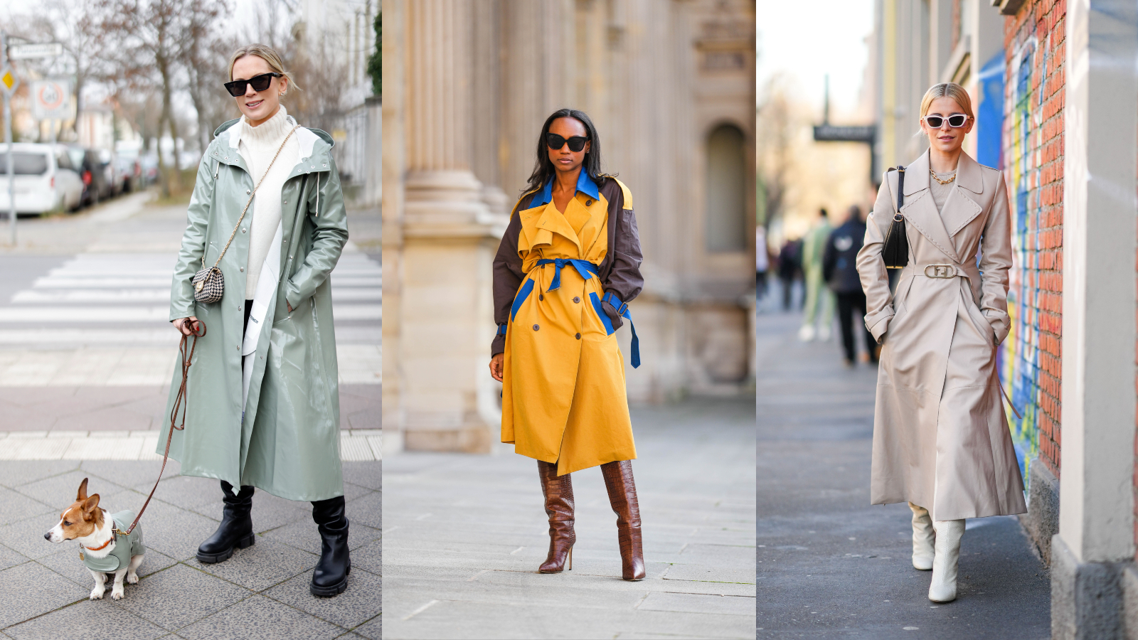 how to style knee-high boots with a trench coat street style