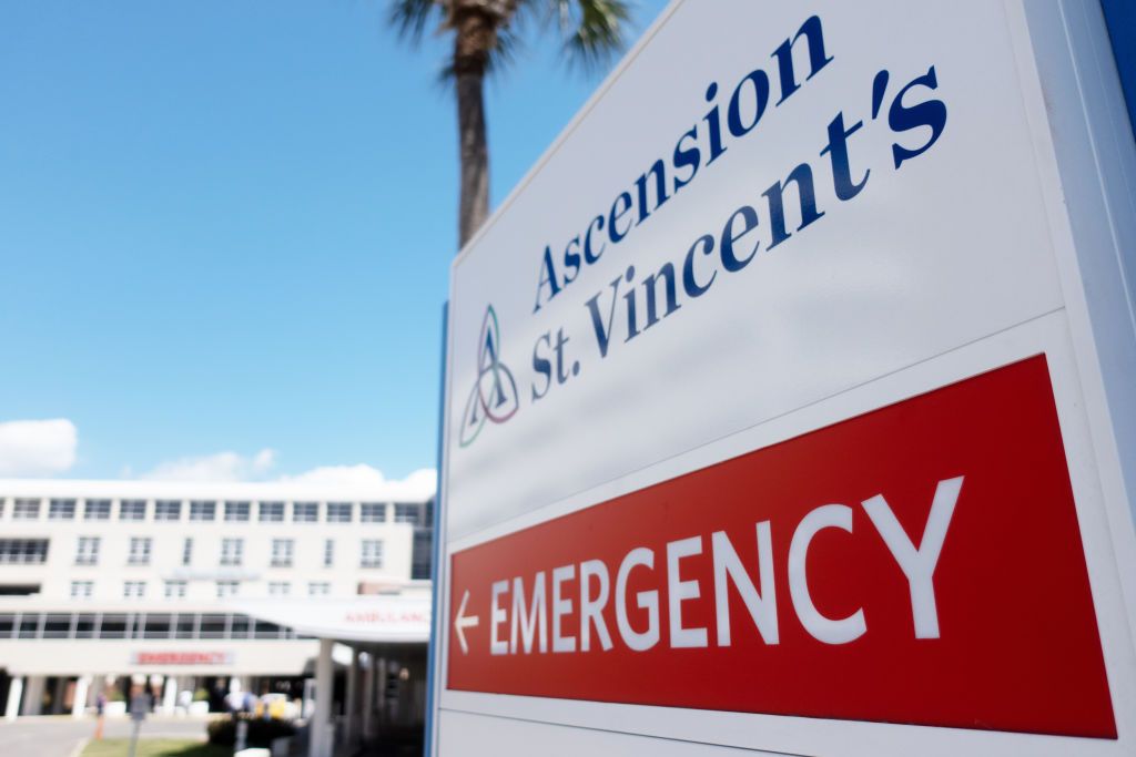 A general view of the Ascension St. Vincent&amp;#039;s Riverside Hospital on March 14, 2020 in Jacksonville, Florida