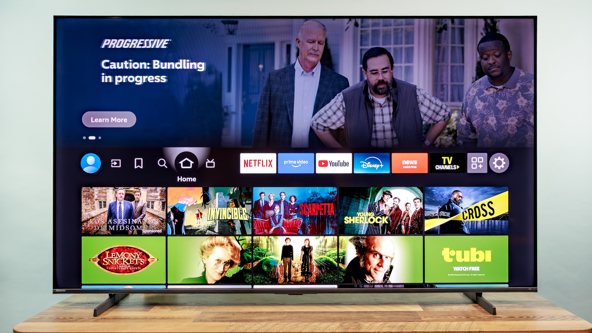 Hisense QD7 Mini LED TV on a table