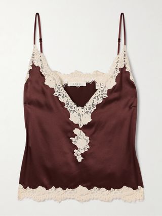 Kira silk satin camisole with cord lace and trim