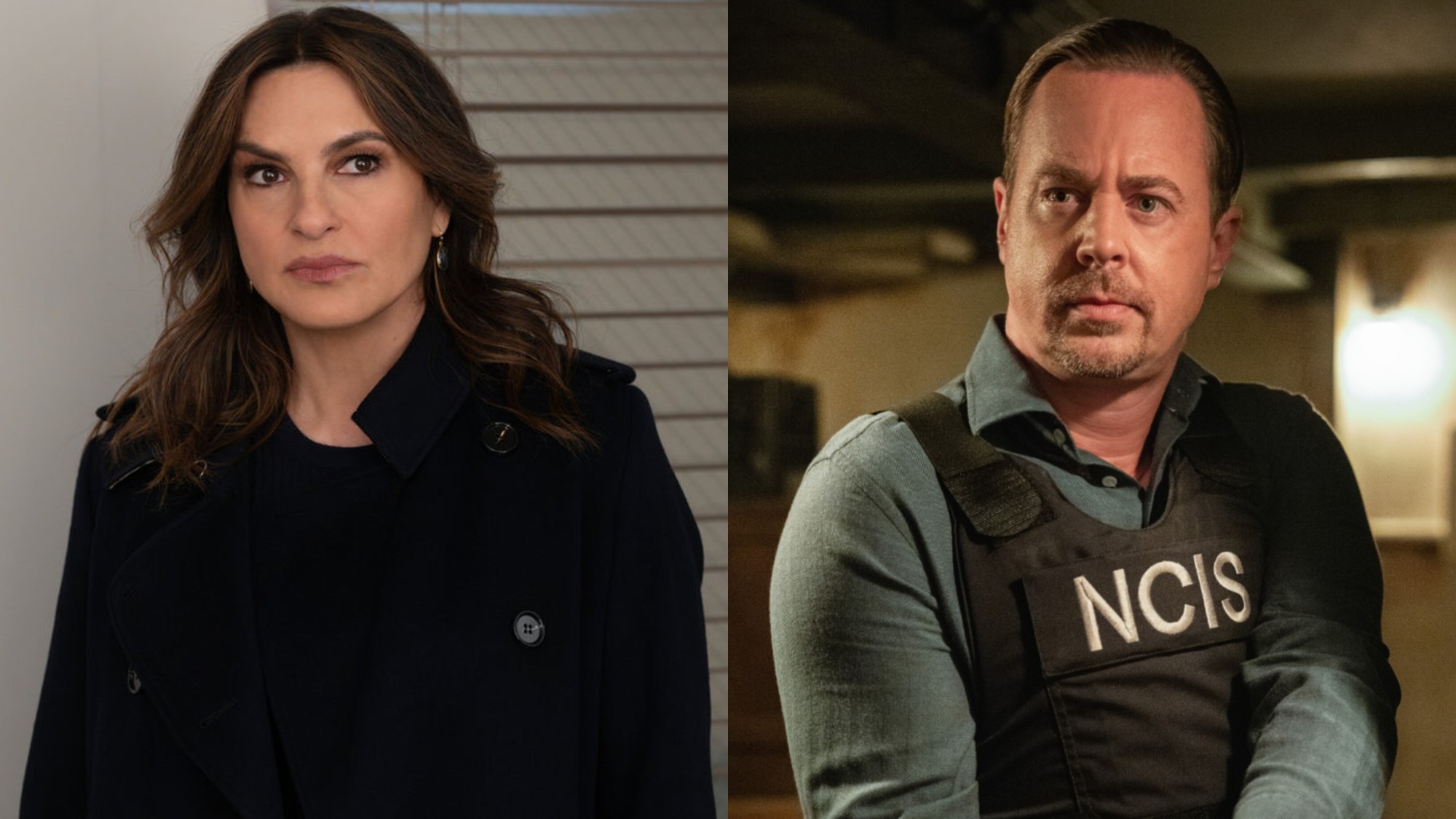 From L to R: Mariska Hargitay as Olivia Benson on Law & Order: SVU, Sean Murray as Timothy McGee on NCIS.