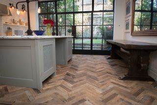 Parquet flooring in a kitchen