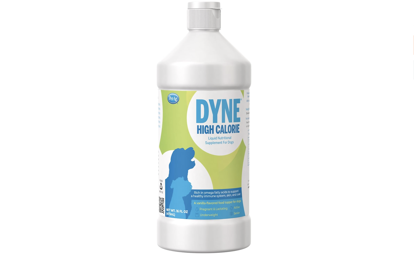 Dyne high-calorie liquid for helping dogs put on weight